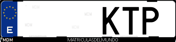 Imágen de matrícula de coche con letras KTP de España