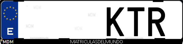 Imágen de matrícula de coche con letras KTR de España