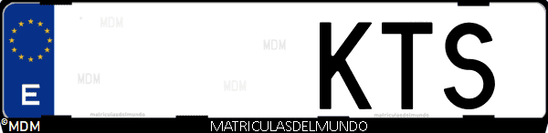 Imágen de matrícula de coche con letras KTS de España