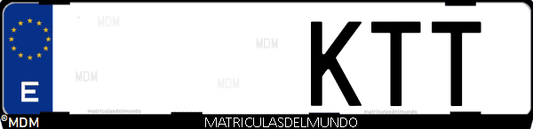 Imágen de matrícula de coche con letras KTT de España