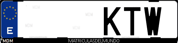 Imágen de matrícula de coche con letras KTW de España