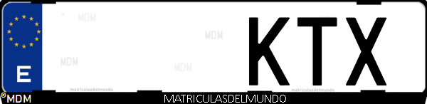 Imágen de matrícula de coche con letras KTX de España