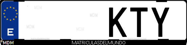 Imágen de matrícula de coche con letras KTY de España