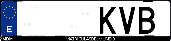 Imágen de matrícula de coche con letras KVB de España