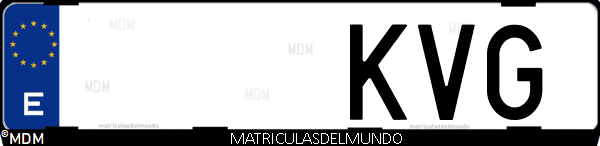 Imágen de matrícula de coche con letras KVG de España