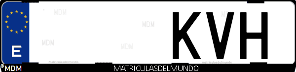 Imágen de matrícula de coche con letras KVH de España