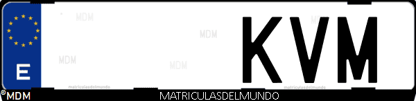Imágen de matrícula de coche con letras KVM de España