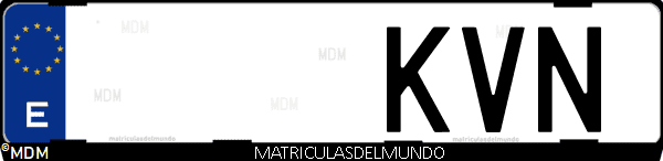 Imágen de matrícula de coche con letras KVN de España