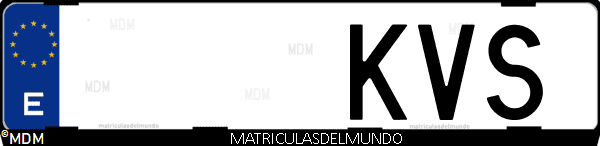 Imágen de matrícula de coche con letras KVS de España
