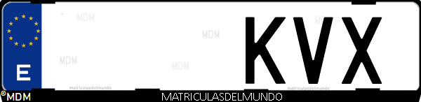 Imágen de matrícula de coche con letras KVX de España