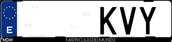 Imágen de matrícula de coche con letras KVY de España