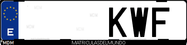 Imágen de matrícula de coche con letras KWF de España