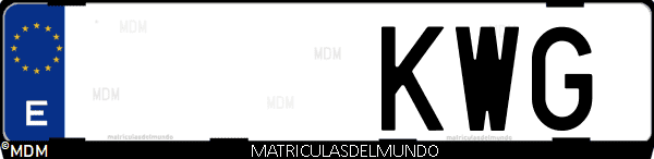 Imágen de matrícula de coche con letras KWG de España