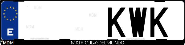 Imágen de matrícula de coche con letras KWK de España