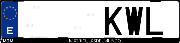 Imágen de matrícula de coche con letras KWL de España