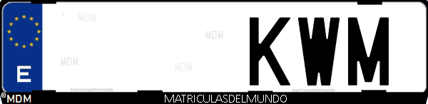 Imágen de matrícula de coche con letras KWM de España