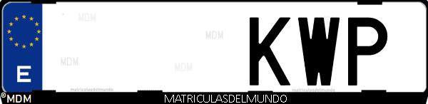 Imágen de matrícula de coche con letras KWP de España