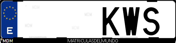 Imágen de matrícula de coche con letras KWS de España