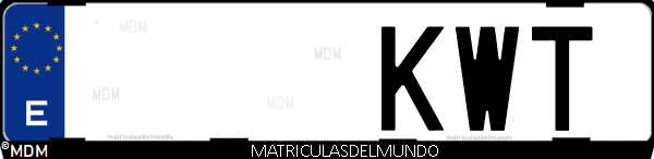 Imágen de matrícula de coche con letras KWT de España