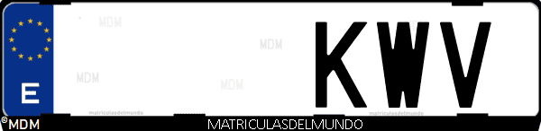 Imágen de matrícula de coche con letras KWV de España
