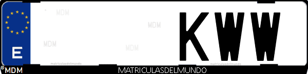 Imágen de matrícula de coche con letras KWW de España