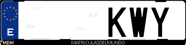 Imágen de matrícula de coche con letras KWY de España