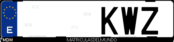 Imágen de matrícula de coche con letras KWZ de España