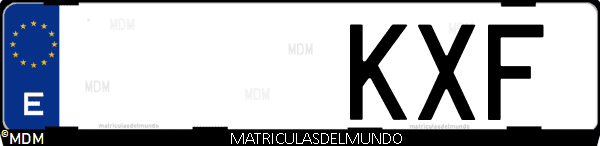 Imágen de matrícula de coche con letras KXF de España