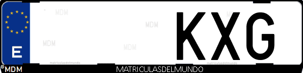 Imágen de matrícula de coche con letras KXG de España