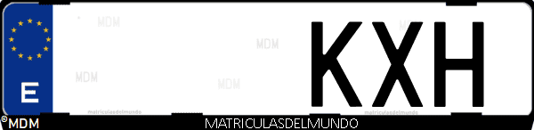 Imágen de matrícula de coche con letras KXH de España