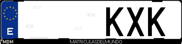 Imágen de matrícula de coche con letras KXK de España