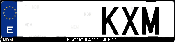 Imágen de matrícula de coche con letras KXM de España