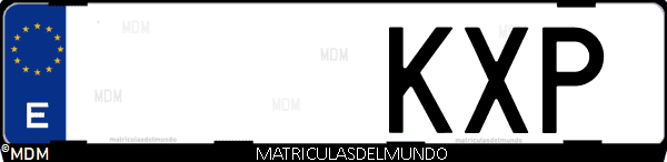 Imágen de matrícula de coche con letras KXP de España