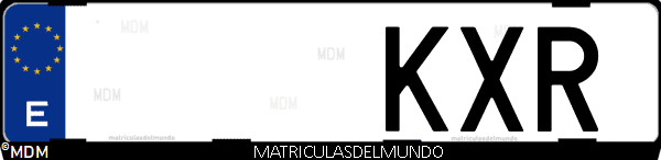 Imágen de matrícula de coche con letras KXR de España
