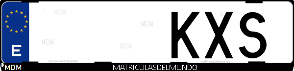 Imágen de matrícula de coche con letras KXS de España