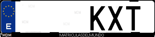 Imágen de matrícula de coche con letras KXT de España