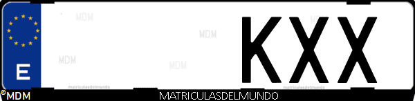 Imágen de matrícula de coche con letras KXX de España