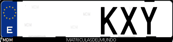 Imágen de matrícula de coche con letras KXY de España