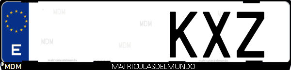 Imágen de matrícula de coche con letras KXZ de España