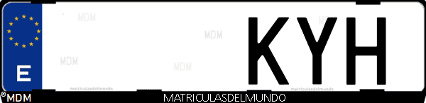 Imágen de matrícula de coche con letras KYH de España