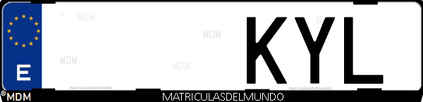 Imágen de matrícula de coche con letras KYL de España