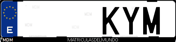 Imágen de matrícula de coche con letras KYM de España