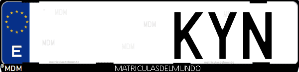 Imágen de matrícula de coche con letras KYN de España
