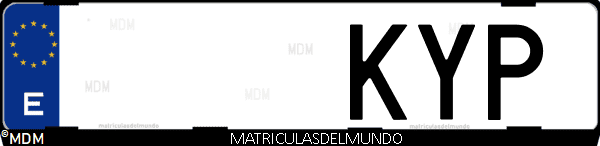 Imágen de matrícula de coche con letras KYP de España
