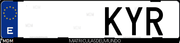 Imágen de matrícula de coche con letras KYR de España