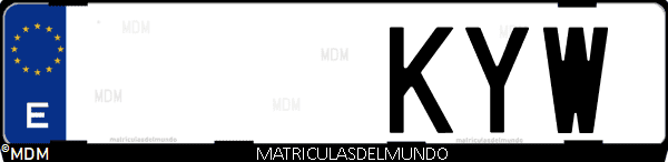 Imágen de matrícula de coche con letras KYW de España