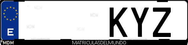 Imágen de matrícula de coche con letras KYZ de España
