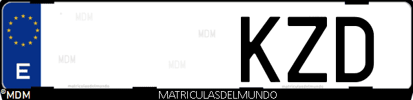 Imágen de matrícula de coche con letras KZD de España