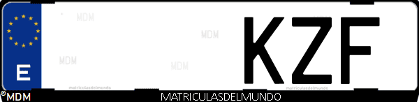 Imágen de matrícula de coche con letras KZF de España