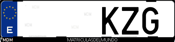 Imágen de matrícula de coche con letras KZG de España